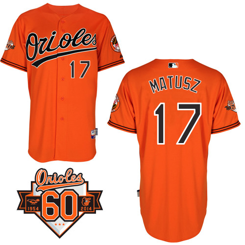 Brian Matusz #17 MLB Jersey-Baltimore Orioles Men's Authentic Alternate Orange Cool Base Baseball Jersey